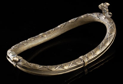 West African Senufo Brass Boat-Shaped Rattle Anklet