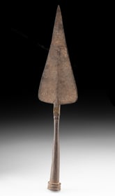 Central African Kuba Iron Spearhead w/ Bras Inlay