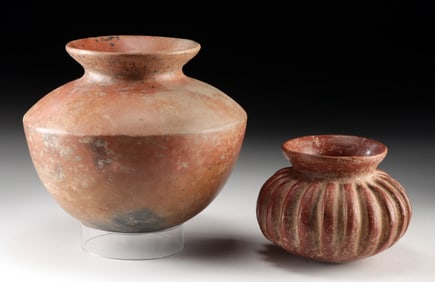 Large Chupicuaro Pottery Jar & Colima Gadrooned Jar
