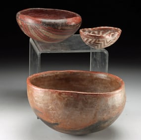Three Chupicuaro Polychrome Pottery Bowls
