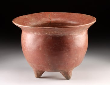Huge Colima Redware Tripod Bowl