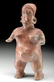 Jalisco Pottery Standing Pregnant Nude Female Figure