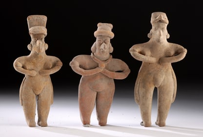 Three Colima Pottery Standing Nude Female Figures