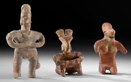 Three Ancient Colima & Jalisco Pottery Figures