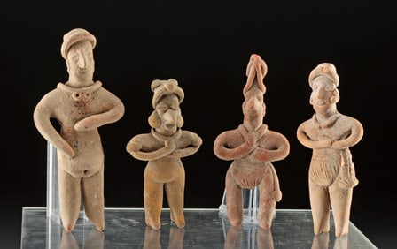 Four Colima Pottery Standing Figures
