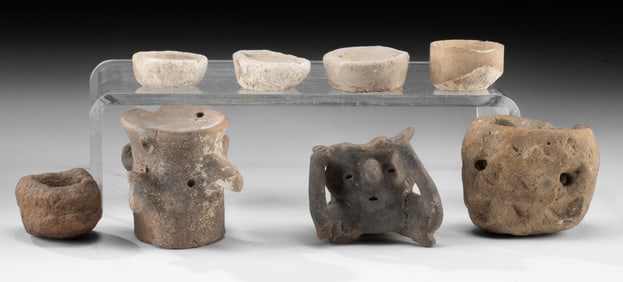 8 Pre-Columbian Stone & Pottery Vessels