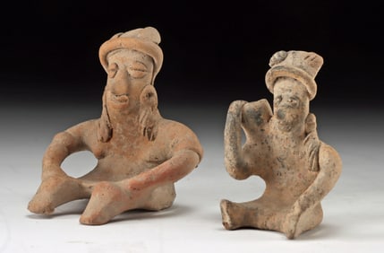 Two Colima Pottery Seated Female Figures