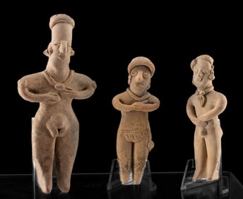 Colima Pottery Flat Figures - 2 Nude, 1 Clothed
