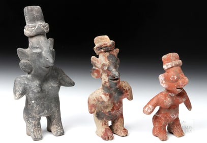 Trio of Jalisco Pottery Sheepface Female Figures