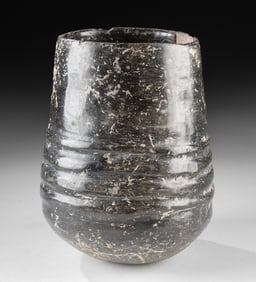 Maya Burnished Blackware Ribbed Cylindrical Jar
