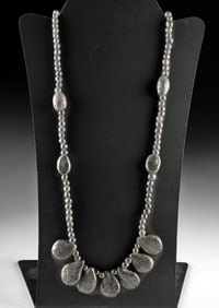 Colombian Sinu Pottery Necklace, Incised Black Beads