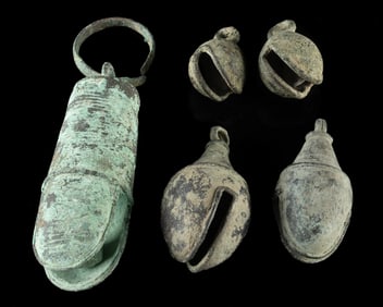 Lot of 5 Mixtec Bronze Bells
