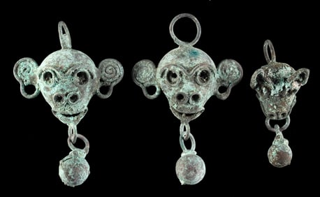 Mixtec Post-Conquest Bells, Monkey & Coyote Heads