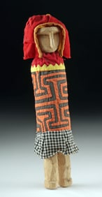 Panamanian Kuna Balsa Wood & Cloth Nuchu Doll