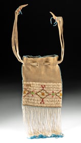 Native American Apache Beaded Leather Pouch