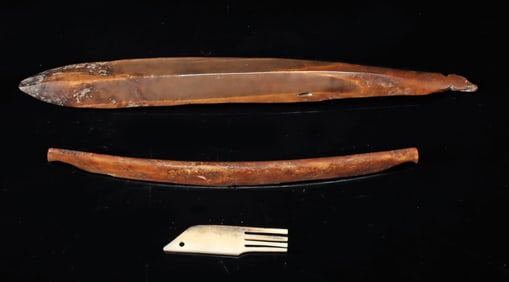 3 Ancient Alaskan Inuit Walrus Ivory Tools