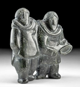 Inuit Soapstone Sculpture - Conjoined Male & Female