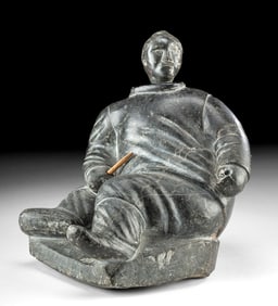First Nations Inuit Stone Sculpture, Male Fisherman