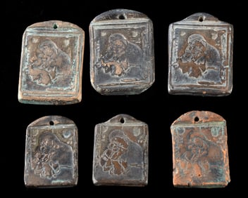 17th C. Pottery Pilgrim Icon Pendants of Virgin & Child