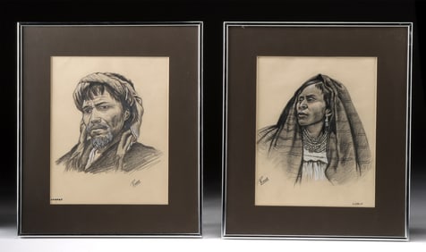 Charcoal Portraits by R. Moya - Mexican Figures