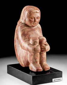 Alabaster Figure by Anne Goldsmith - Girl Hugging Knees