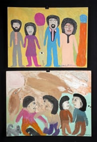 Toby Ivey Mixed Media Figures on Poster Board (2001)