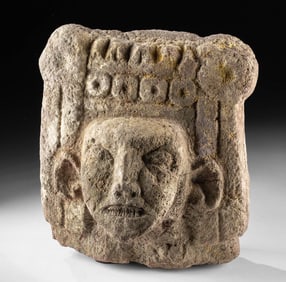 Toltec Warrior or Deity Head in Volcanic Stone
