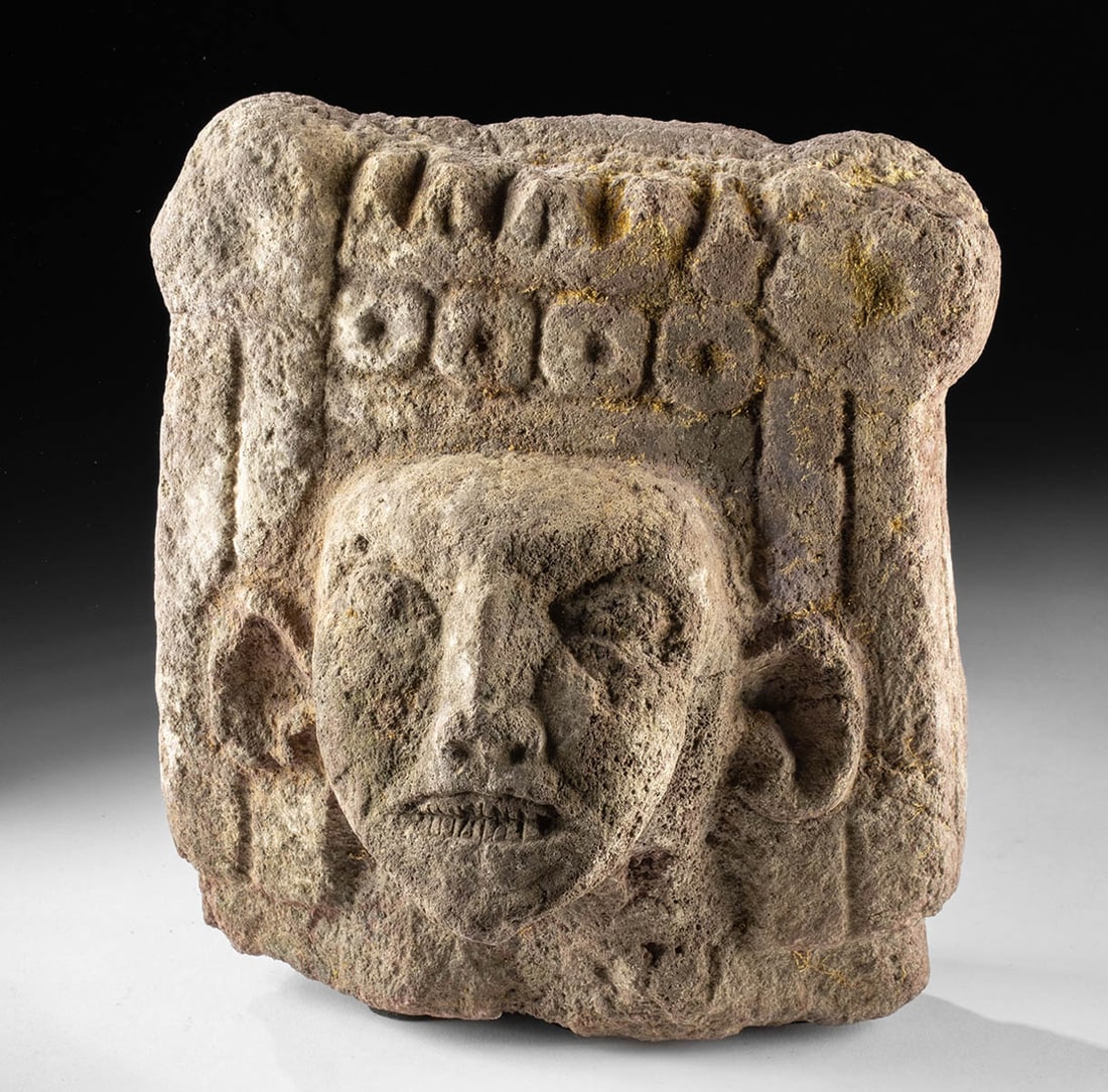Toltec Warrior or Deity Head in Volcanic Stone