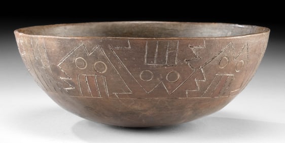 Paracas Pottery Bowl, Incised Abstract Motifs - TL Tested
