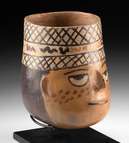 Nazca Trophy Head Portrait Kero Vessel