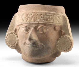 Moche Pottery Portrait Vessel of a Nobleman