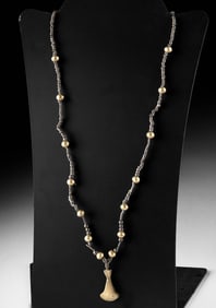 Incan Silver Beaded Necklace & Copper Tweezer Pendant