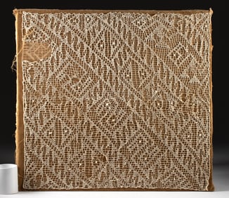 Ancient Chancay Openwork Gauze Textile, Mounted