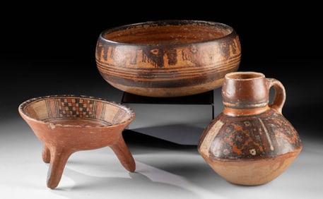 Three Maya, Tiwanaku, & Costa Rican Pottery Vessels