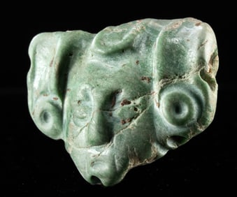 Maya Green Stone Pendant Anthropomorphic Face