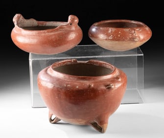 3 Chupicuaro Redware Vessels w/ Anthropomorphic Faces
