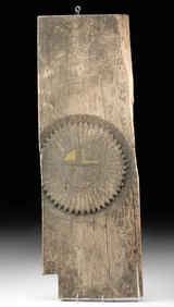 Hopi Wood Plank Tawa Sun God by Jimmy Koots
