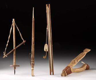 Native Alaskan Fishing Hooks, Leister, Reel & Bow Drill