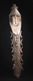 Huge Papua New Guinea Sepik Ancestor Figure, Shell Eyes