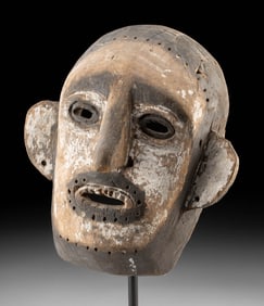 Dayak Anthropomorphic Wood Mask w/ Kaolin Pigments
