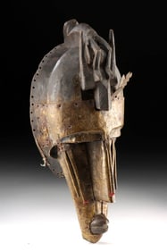 Early 20th C. Mali Marka Kore Mask Wood / Brass Overlay