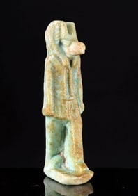 Fine Egyptian Faience Amulet of Striding Anubis