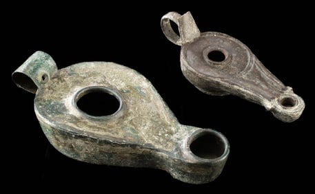 Roman Antiquity Bronze Oil Lamps for Household Lighting