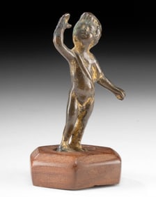 Roman Leaded Bronze Cupid in Contrapposto with Gilding