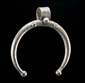 Roman Silver Lunula Pendant with Granules