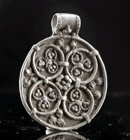 Viking Silver Bracteate Pendant w/ Filigree & Granules