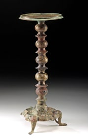 Medieval Persian Seljuk Leaded-Bronze Lamp Stand