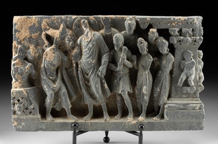 2nd C. Gandharan Schist Relief - Buddha's Conversion of Nanda