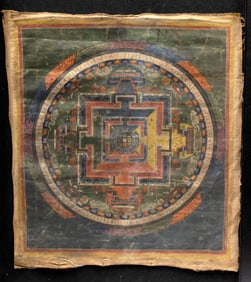 Tibetan Buddhist Thangka Mandala Painting 19th Century!
