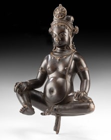 18th C. Tibetan Brass Seated Kubera / Yellow Jambhala